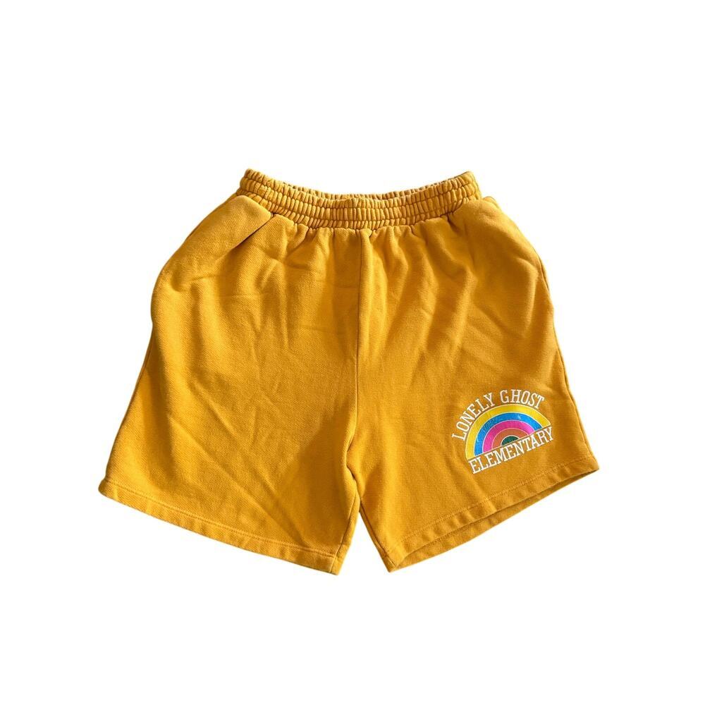 Lonely Ghost Elementary Rainbow Lounge Women’s Medium Yellow Graphic Shorts - Picture 2 of 7